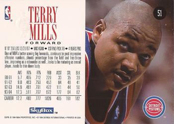 1994-95 SkyBox Premium #51 Terry Mills Back