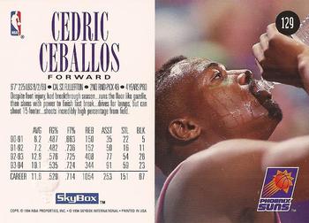 1994-95 SkyBox Premium #129 Cedric Ceballos Back