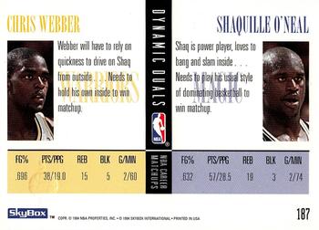 1994-95 SkyBox Premium #187 Shaquille O'Neal / Chris Webber Back