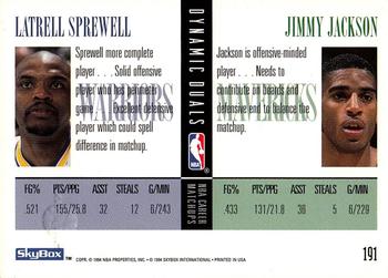 1994-95 SkyBox Premium #191 Latrell Sprewell / Jim Jackson Back