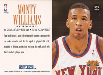 1994-95 SkyBox Premium #262 Monty Williams Back
