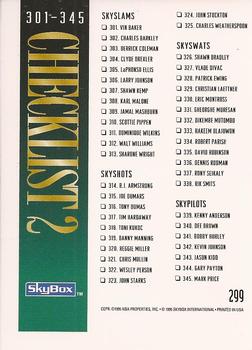 1994-95 SkyBox Premium #299 Checklist 2: 266-345 Back