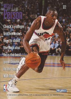 1994-95 SkyBox Premium #322 Wesley Person Back
