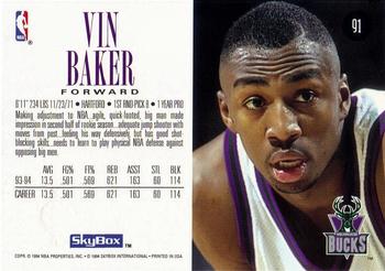 1994-95 SkyBox Premium #91 Vin Baker Back