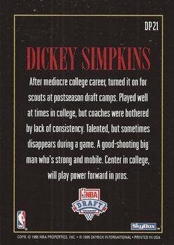 1994-95 SkyBox Premium - Draft Picks #DP21 Dickey Simpkins Back
