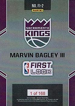 2018-19 Panini Instant NBA First Look #FL-2 Marvin Bagley Back