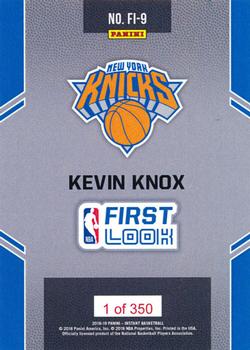 2018-19 Panini Instant NBA First Look #FL-9 Kevin Knox Back