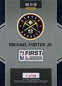 2018-19 Panini Instant NBA First Look #FL-36 Michael Porter Jr. Back