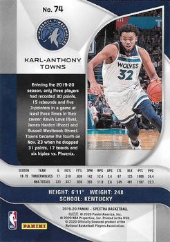 2019-20 Panini Spectra #74 Karl-Anthony Towns Back