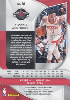 2019-20 Panini Spectra #31 Russell Westbrook Back