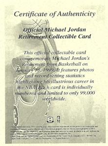 1999 Upper Deck Authenticated - Certificate of Authenticity #NNO Michael Jordan Front