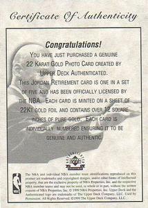 1999 Upper Deck Authenticated - Certificate of Authenticity #NNO Michael Jordan Front