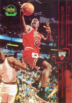 1999 Upper Deck Authenticated - Michael Jordan Championship Jumbo Red #4 Michael Jordan Front