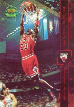 1999 Upper Deck Authenticated - Michael Jordan Championship Jumbo Red #5 Michael Jordan Front