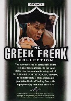 2020 Leaf Best of Basketball - The Greek Freak Autographs #GFA-07 Giannis Antetokounmpo Back