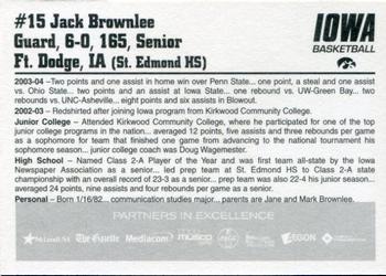 2004-05 Iowa Hawkeyes #NNO Jack Brownlee Back
