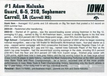 2004-05 Iowa Hawkeyes #NNO Adam Haluska Back