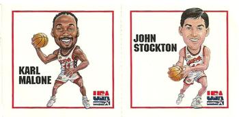 1995 Kraft/Upper Deck Team USA - Dream Team 'Toons Stickers #NNO Karl Malone / John Stockton Front