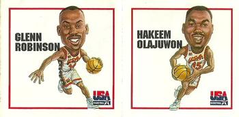 1995 Kraft/Upper Deck Team USA - Dream Team 'Toons Stickers #NNO Glenn Robinson / Hakeem Olajuwon Front