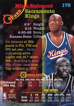 1994-95 Stadium Club #178 Mitch Richmond Back