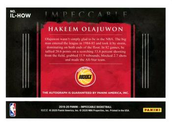 2019-20 Panini Impeccable - Illustrious Ink Platinum #IL-HOW Hakeem Olajuwon Back