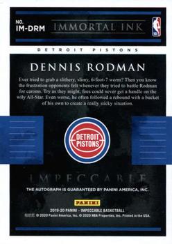2019-20 Panini Impeccable - Immortal Ink Holo Gold #IM-DRM Dennis Rodman Back