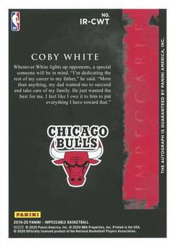 2019-20 Panini Impeccable - Impeccable Rookie Signatures #IR-CWT Coby White Back