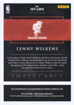 2019-20 Panini Impeccable - Impeccable Stars Signatures Holo Silver #IST-LWK Lenny Wilkens Back