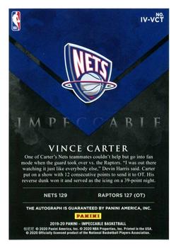 2019-20 Panini Impeccable - Impeccable Victory Signatures Holo Gold #IV-VCT Vince Carter Back