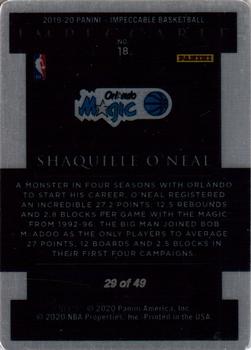 2019-20 Panini Impeccable - Stainless Stars Purple #18 Shaquille O'Neal Back