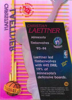 1994-95 Stadium Club - Clear Cut #16 Christian Laettner Back