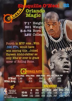 1994-95 Stadium Club - 1st Day Issue #32 Shaquille O'Neal Back