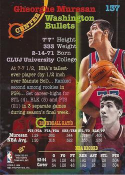 1994-95 Stadium Club - 1st Day Issue #137 Gheorghe Muresan Back