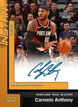 2019-20 Panini Instant NBA - Orange Autographed #34 Carmelo Anthony Front