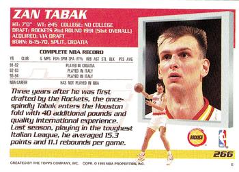 1994-95 Topps #266 Zan Tabak Back