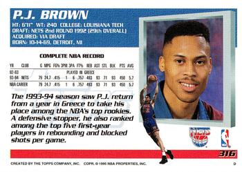 1994-95 Topps #316 P.J. Brown Back