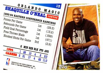 1994-95 Topps #13 Shaquille O'Neal Back