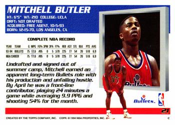 1994-95 Topps #21 Mitchell Butler Back
