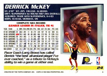 1994-95 Topps #24 Derrick McKey Back