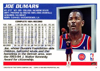 1994-95 Topps #25 Joe Dumars Back