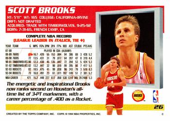 1994-95 Topps #26 Scott Brooks Back