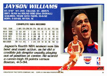 1994-95 Topps #28 Jayson Williams Back