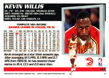 1994-95 Topps #41 Kevin Willis Back