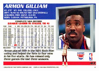 1994-95 Topps #43 Armon Gilliam Back