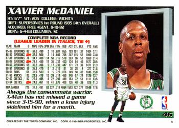 1994-95 Topps #46 Xavier McDaniel Back