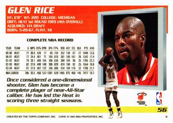 1994-95 Topps #56 Glen Rice Back