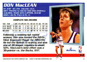 1994-95 Topps #61 Don MacLean Back