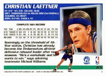 1994-95 Topps #65 Christian Laettner Back