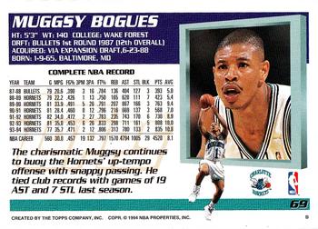 1994-95 Topps #69 Muggsy Bogues Back