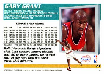1994-95 Topps #71 Gary Grant Back